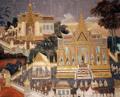 Wandmalerei des Königspalastes, Phnom Penh, Kambodscha, im Tempel Silberpagode von Unknown